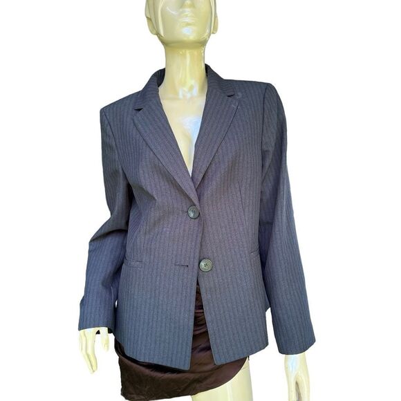 Vintage Le Suit Kasper Group Blue Striped Blazer - Picture 1 of 9